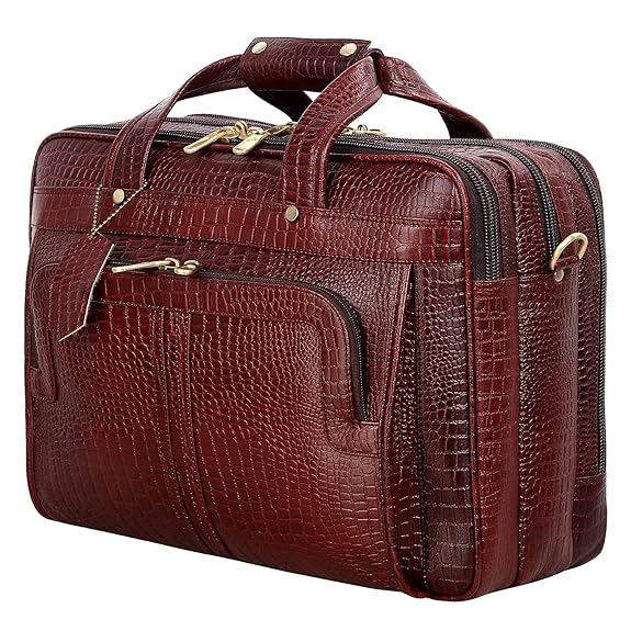 Top Grain Natural Leather Office leather Laptop Shoulder Bag For Men Office Use Laptop Compartment Size H16 x L12 x W6 INCH | 24 Liters