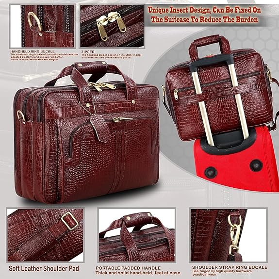 Top Grain Natural Leather Office leather Laptop Shoulder Bag For Men Office Use Laptop Compartment Size H16 x L12 x W6 INCH | 24 Liters