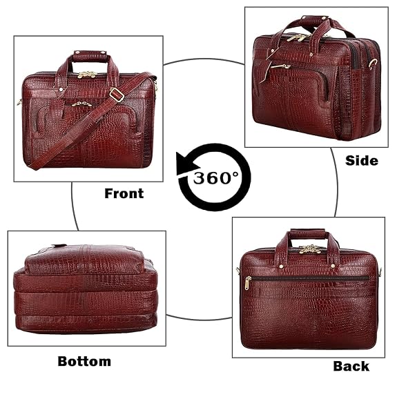 Top Grain Natural Leather Office leather Laptop Shoulder Bag For Men Office Use Laptop Compartment Size H16 x L12 x W6 INCH | 24 Liters